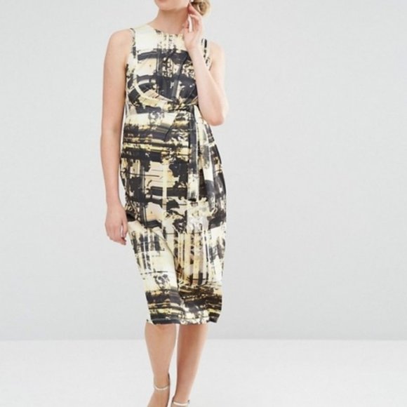 ASOS Maternity Knot Side Abstract Midi Dress - Picture 2 of 5